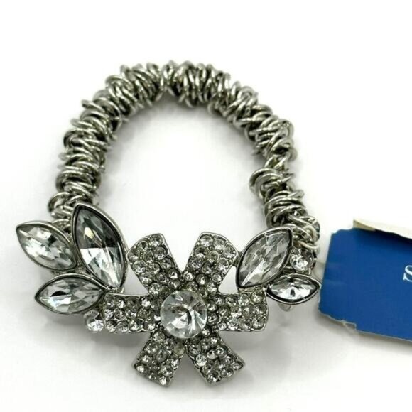 Simply Vera by Vera Wang Silver Tone Stretch Chain Rhinestone Bracelet - Picture 4 of 4